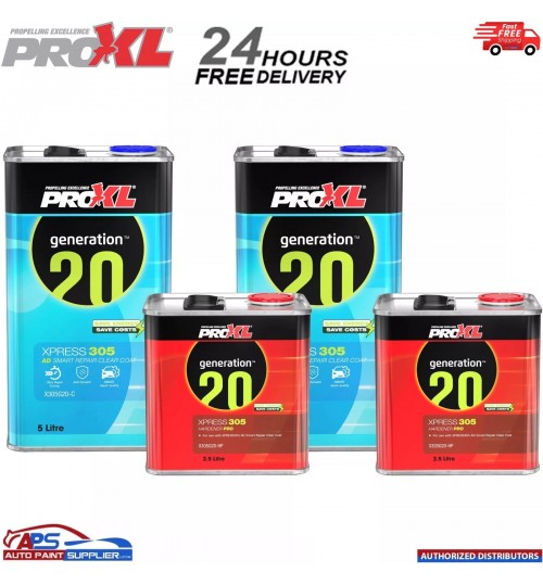 2x PROXL XPRESS305 HS ANTI SCRATCH RAPID CURING CLEARCOAT KIT 7.5LTR